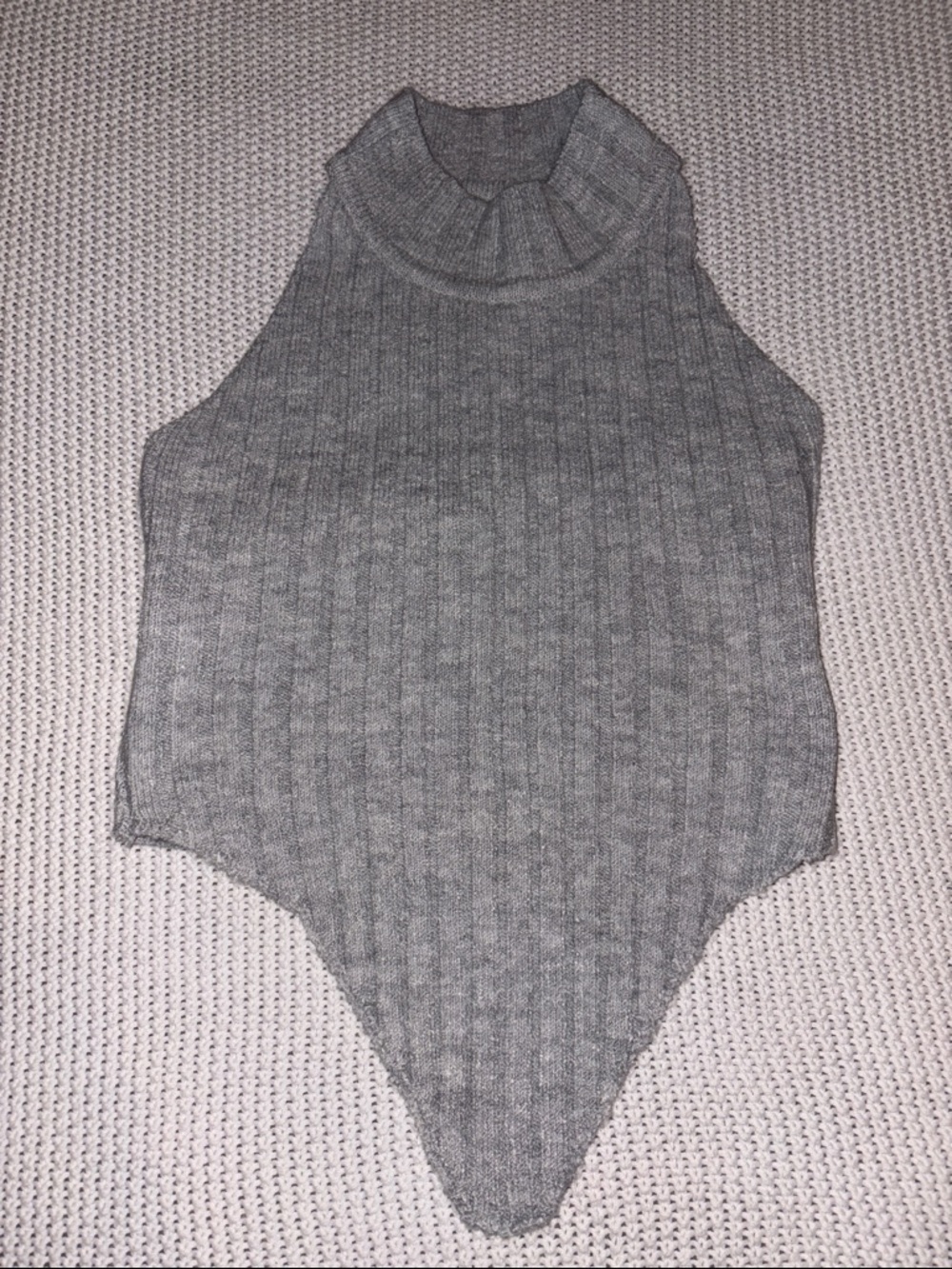 Fashion Nova Gray Ribbed Sleeveless Mock Neck Bodysuit